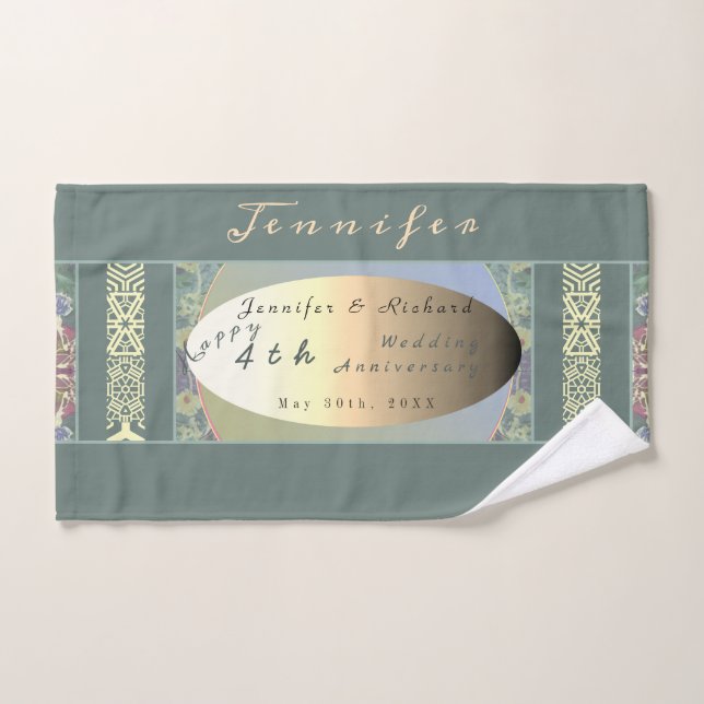 Custom Wildflower Wedding Anniversary  Bath Towel  (Hand Towel)