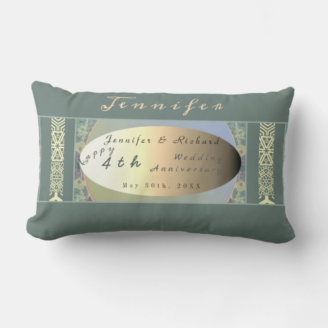 Custom Wildflower Wedding Anniversary  Lumbar Pill Pillow (Front)