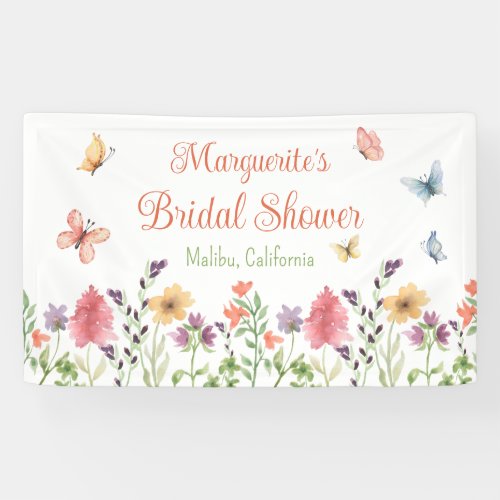 Custom Wildflowers and Butterflies Bridal Shower Banner