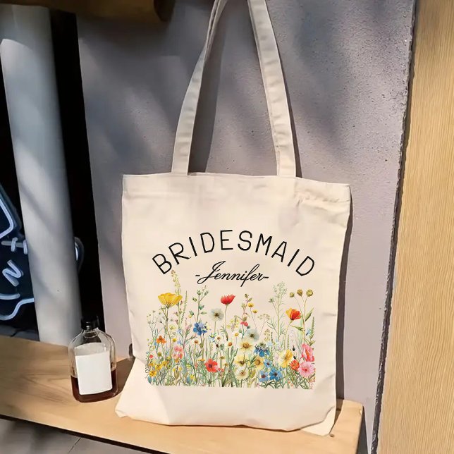 Custom Wildflowers Bag, Bridesmaid Proposal Gift Tote Bag (Creator Uploaded)