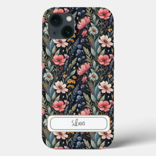Custom Wildflowers Botanical Inspiration Black iPhone 13 Case