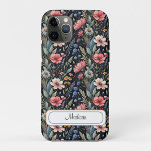 Custom Wildflowers Botanical Inspiration Black iPhone 11 Pro Case