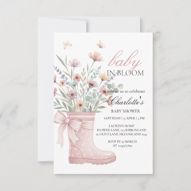 custom wildflowers floral invitations tepmplate (Front)