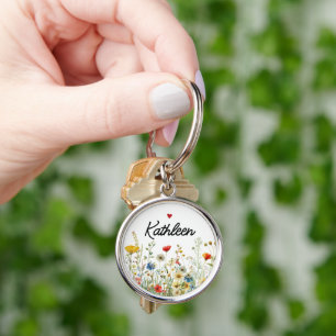 Custom Wildflowers Keychain, Gift for Her or Mom Keychain