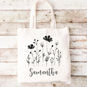 Custom Wildflowers Tote Bag, Gift for Her or Mom