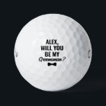 Custom Will You Be My Groomsman Wedding Proposal Golf Balls<br><div class="desc">Pop the question in a way they’ll never forget — on the golf course! These custom "Will You Be My Groomsman?" golf balls are the perfect blend of fun and heartfelt, ideal for golf-loving friends or a wedding party that enjoys a good swing. Personalized with the recipient's name, this unique...</div>