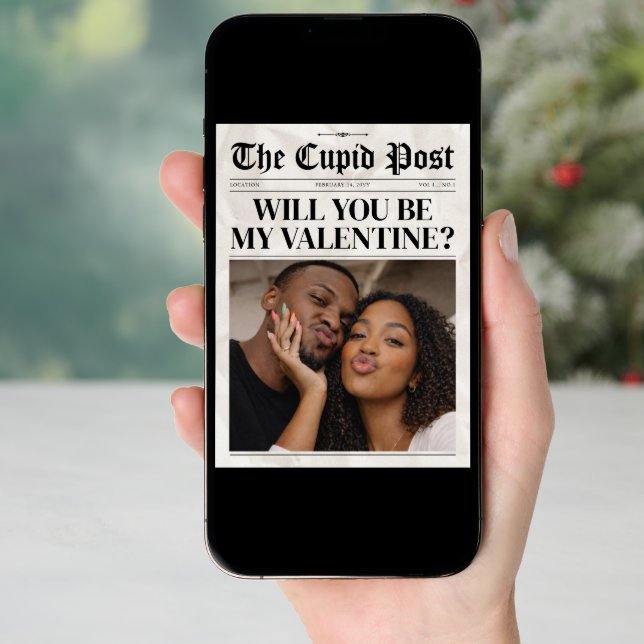 Custom Will You Be My Valentine Newspaper Card (Front Digital)