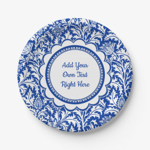 Custom William Morris Blue White Birthday Party Paper Plates