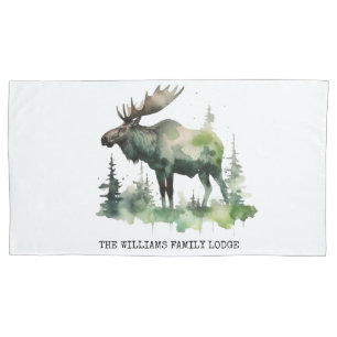 Custom Williams Family Lodge Rustic Watercolor Art Pillow Case