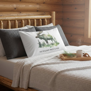 Custom Williams Family Lodge Rustic Watercolor Art Pillow Case
