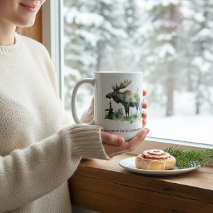 Custom Williams Family Lodge Watercolor Moose Coffee Mug