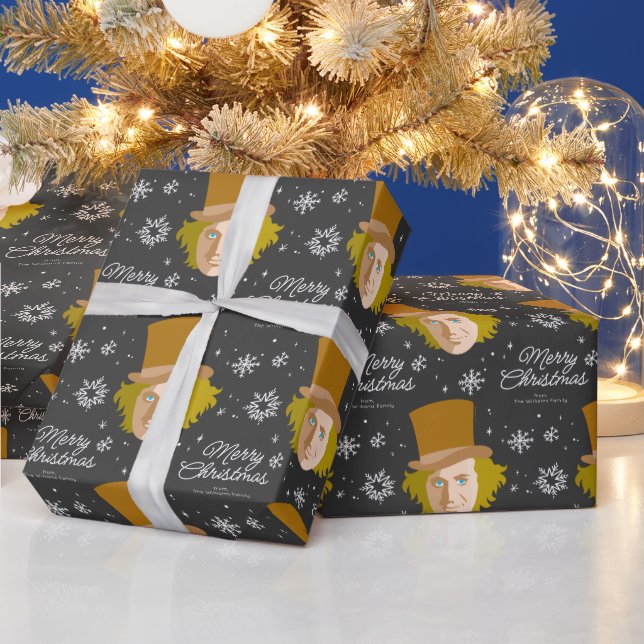 Custom Willy Wonka Christmas Snowflake Graphic Wrapping Paper (Holidays)