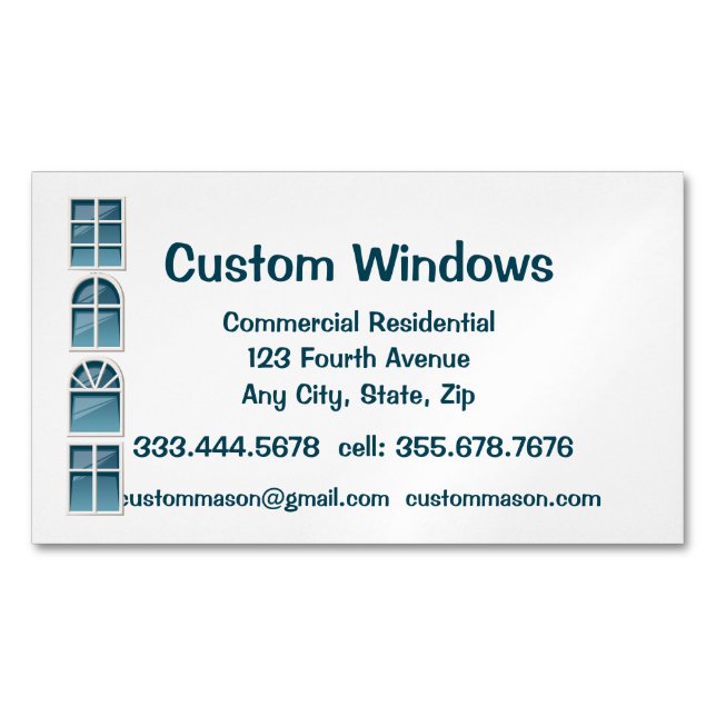 Custom Windows Repair Maintenance  Business Card Magnet (Front)