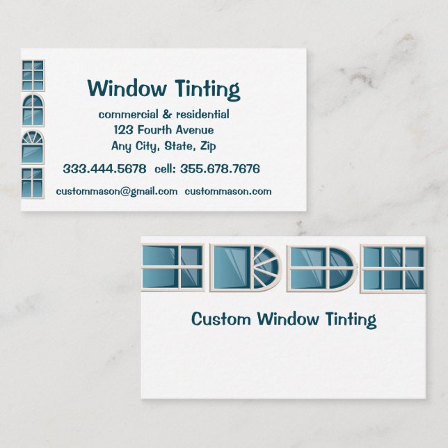 Custom Windows Tinting Maintenance  Business Card  (Front/Back)