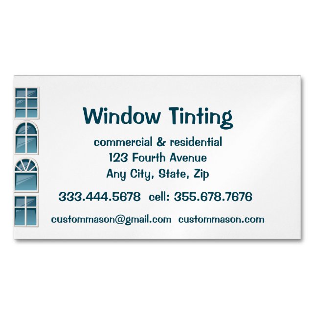 Custom Windows Tinting Maintenance  Business Card Magnet (Front)