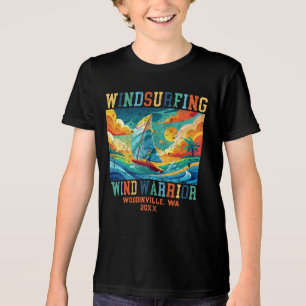 Custom Windsurfing Surfer Location Date Name Tri-Blend Shirt