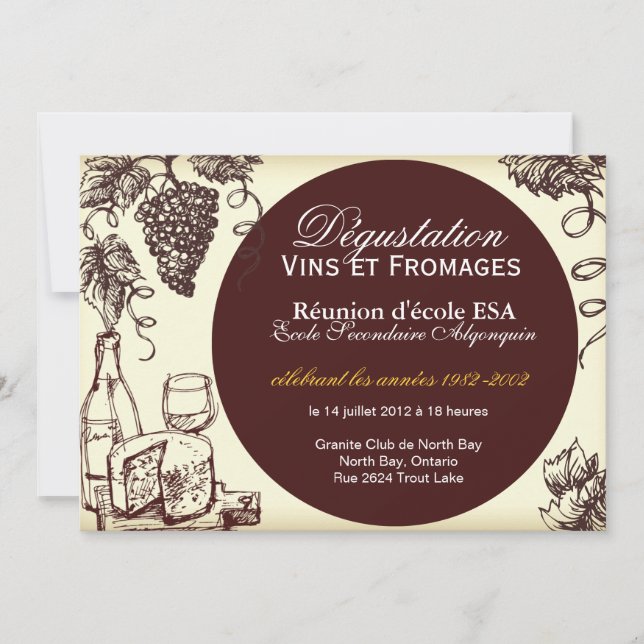 Custom Wine and Cheese Invitation - French (Front)