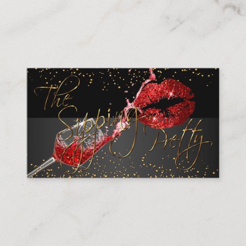 Custom Wine and Lips Business Card