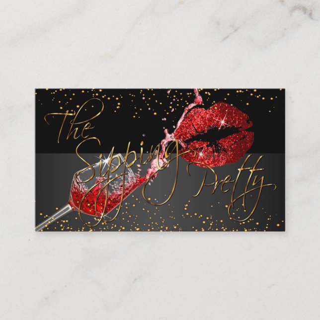 Custom Wine and Lips Business Card (Front)