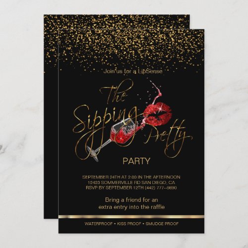 Custom _ Wine and  Lips Lipsense Party Invitation