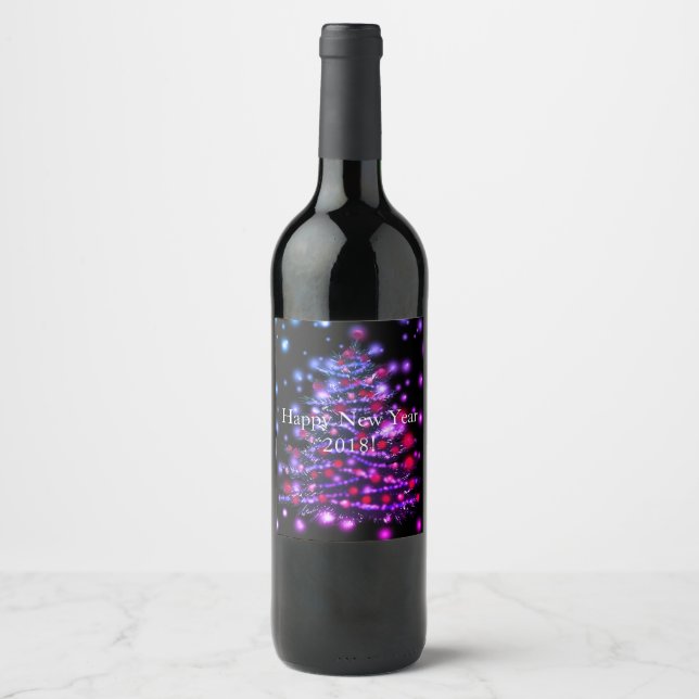 Custom Wine Bottle Label Happy New Year 2018 (Front)