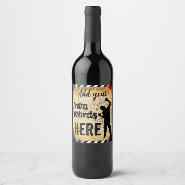 custom wine bottle label wedding zombie apololypse (Front)
