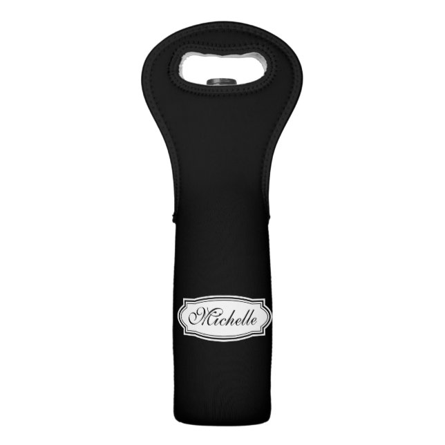 Custom wine bottle tote bag with elegant label (Front)