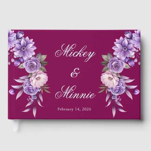 Custom Wine Floral Guest Book with Photo & Text