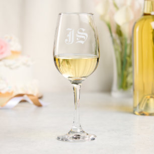Custom Wine Glass Initials Laser Engraved 16 oz