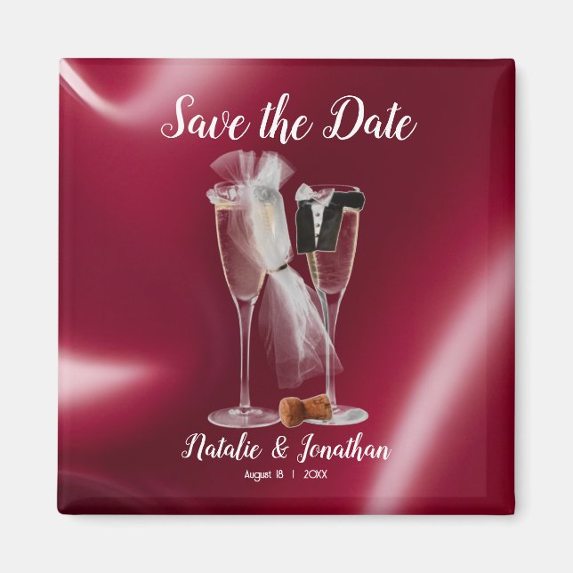 Custom Wine Glasses Save The Date Magnet (Front)