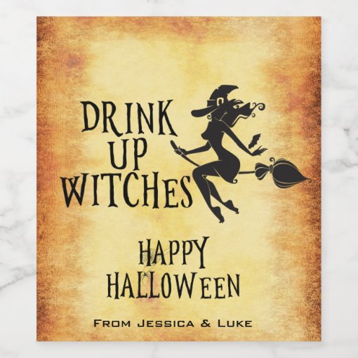 Custom Wine Label Drink up Witches Halloween | Zazzle