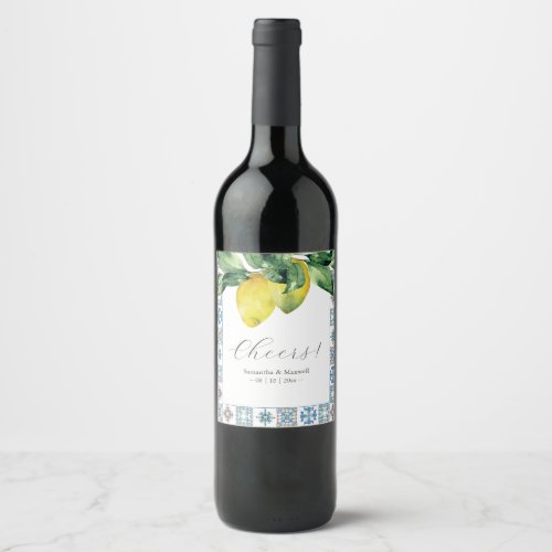 Custom Wine Labels Amalfi Tile  Lemons