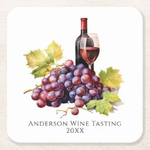 Custom Wine Tasting Square Paper Coaster