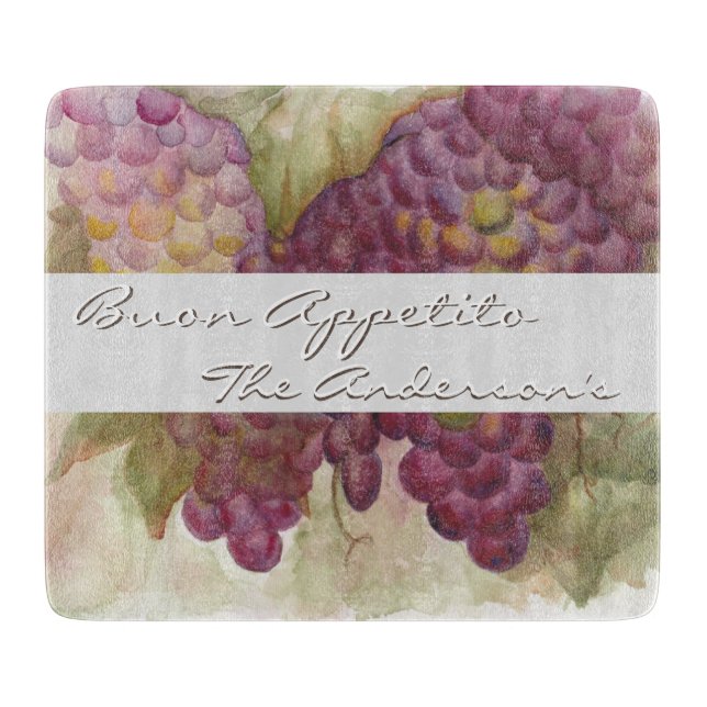 Custom Wine-Themed Tuscan Inspired Cutting Board (Front)