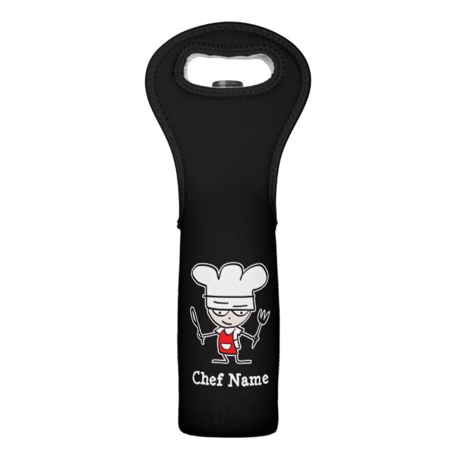 Custom wine tote bag with chef cook cartoon  (Back)