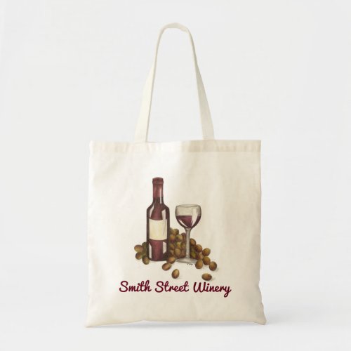 Custom Winery Red Wine Shop Glass Grapes Tote Bag