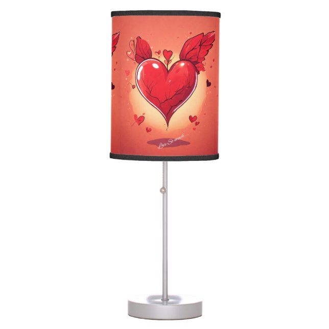Custom Winged Heart Table Lamp | Home Decor Gift (Front)