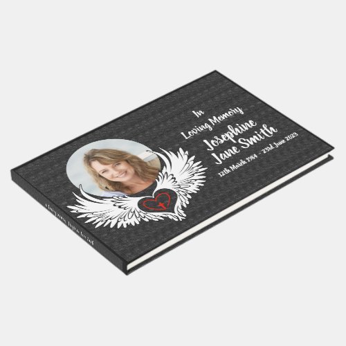 Custom Winged Memorial Funeral Photo Memorial Guest Book