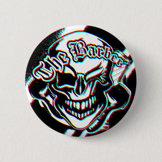 Custom Winking Barber Shop Skull Button