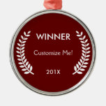 Custom Winner Laurels Metal Ornament