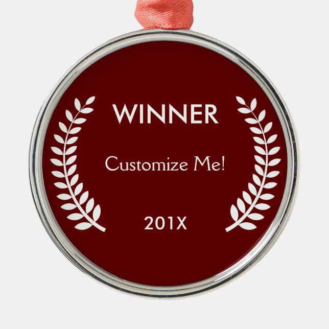 Custom Winner Laurels Metal Ornament (Front)