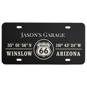 Custom Winslow Route 66 Garage Plate