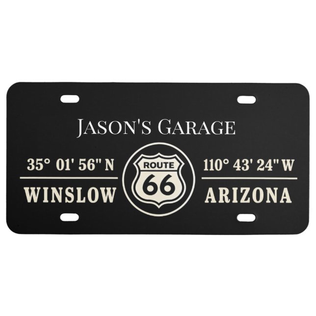 Custom Winslow Route 66 Garage Plate (Front)