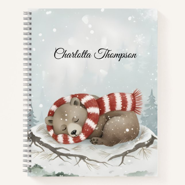 Custom Winter Bear Spiral Notebook (Front)