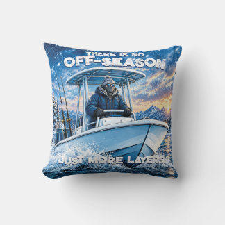 Custom Winter Boating Slogan Cold Weather Fishing Throw Pillow