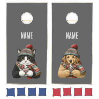 Custom Winter Cat & Dog Designs Cornhole Set