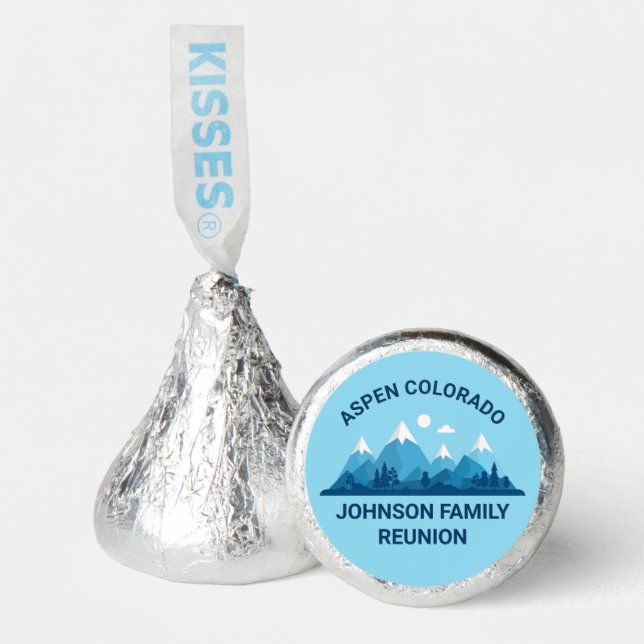 Custom Winter Family Reunion Party Blue Mountain Hershey®'s Kisses® (Front)