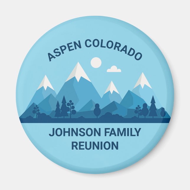 Custom Winter Family Reunion Party Snowy Mountain Magnet (Front)
