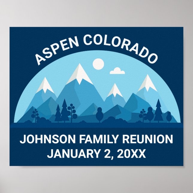 Custom Winter Family Reunion Party Snowy Mountain Poster (Front)
