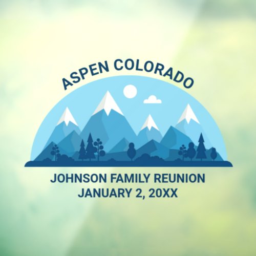 Custom Winter Family Reunion Party Snowy Mountain Window Cling